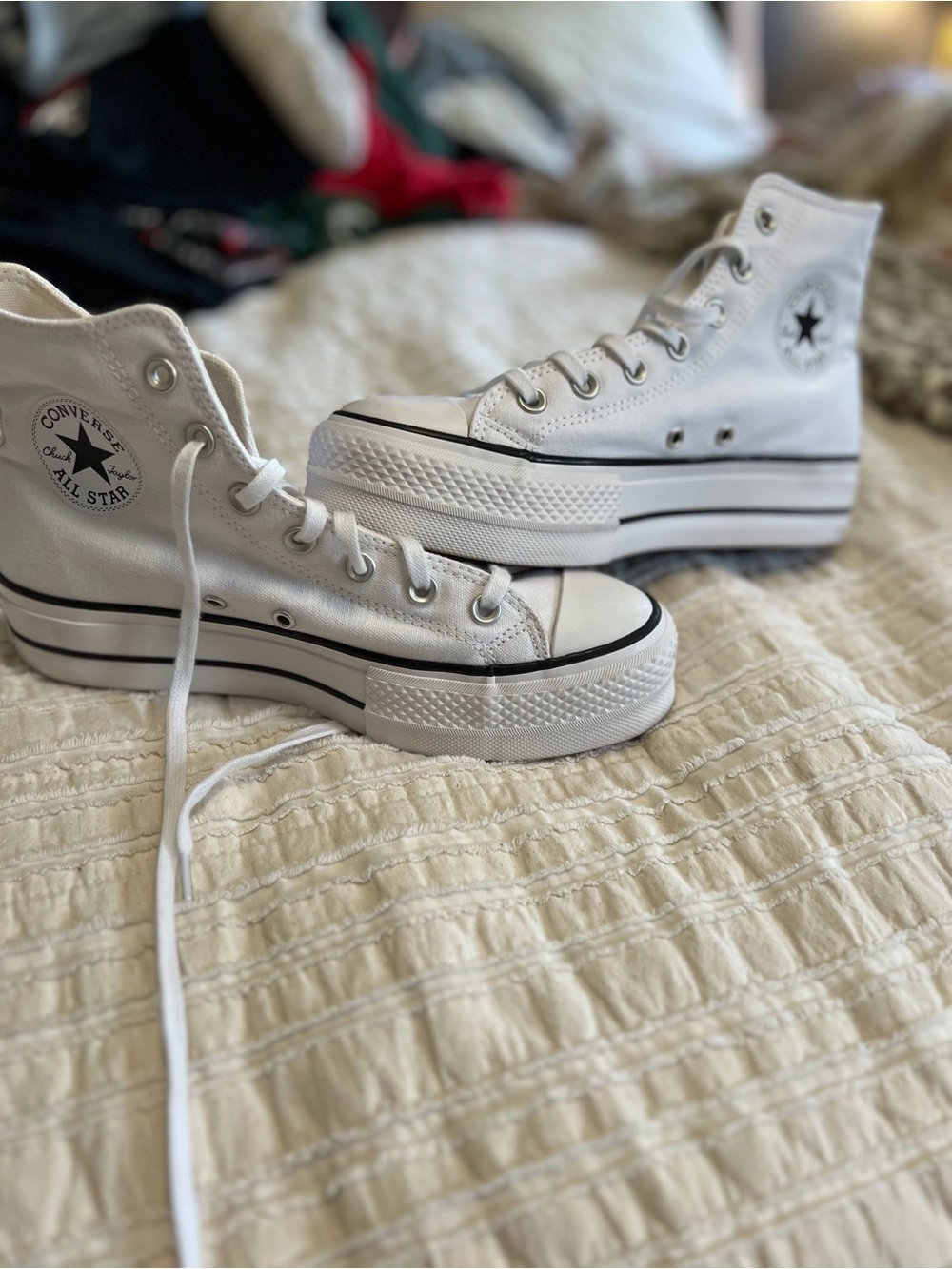 Converse Platform High Top Sneakers - White with Black Trim